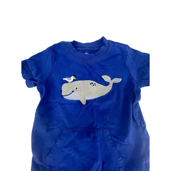 Carter's Boys Blue Whale Graphic Short Sleeve One-Piece Size 12 Months - Picture 2 of 6